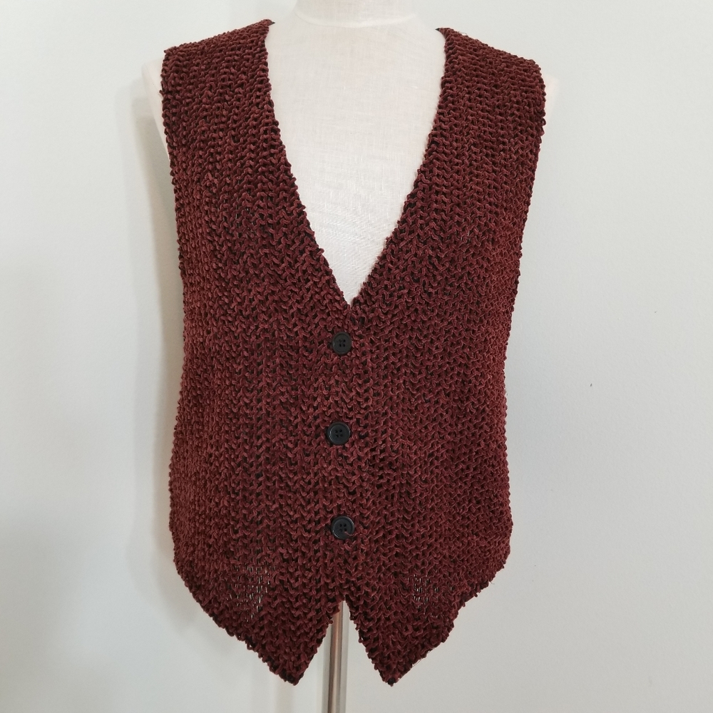 Vintage Brown Facets by Mirrors Chenille Blend Vest